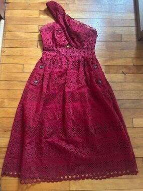 One-Shoulder Eyelet Lace Dress